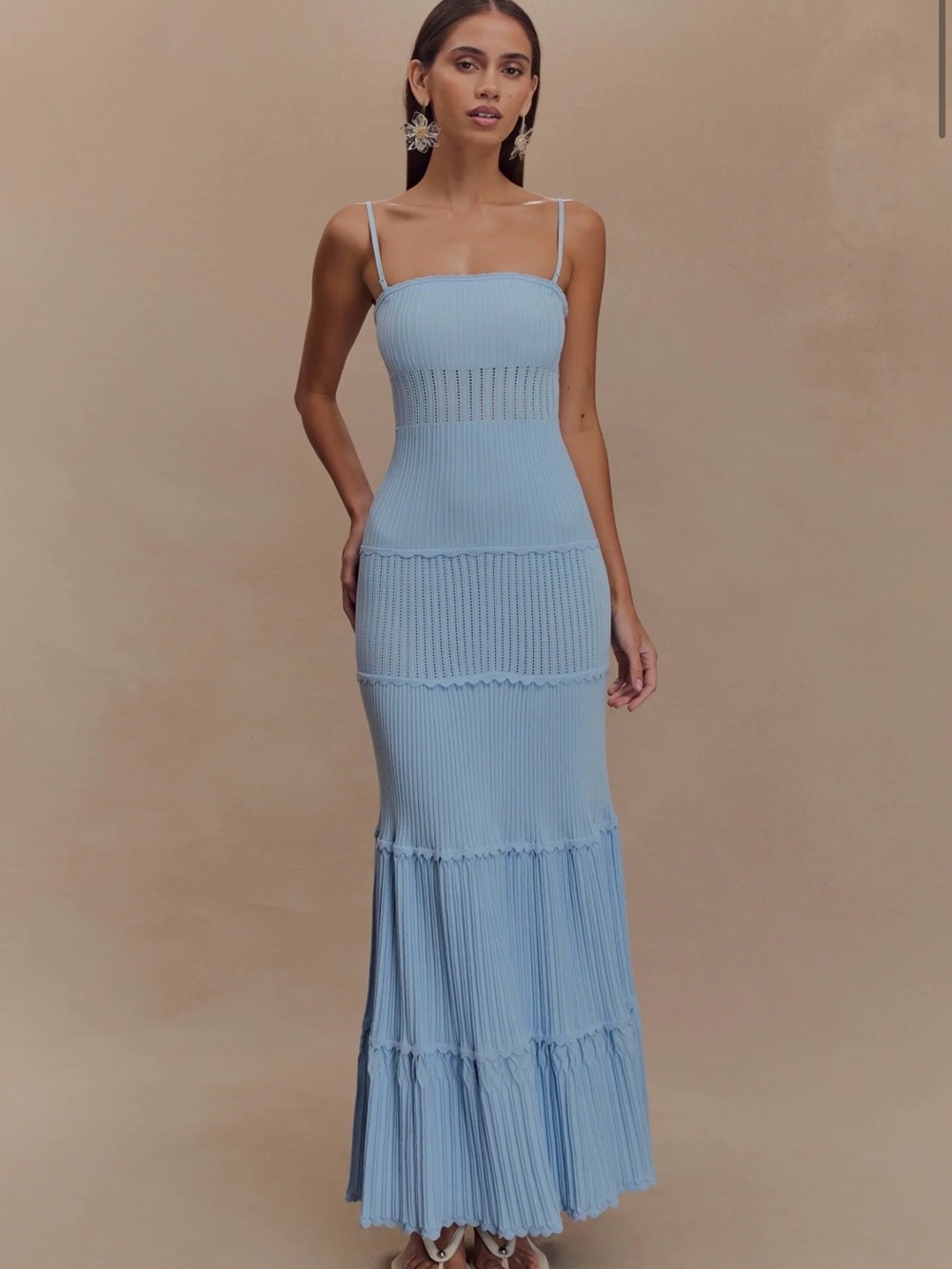 Finley
Pointelle Knit Maxi Dress - Cornflower Blue Meshki